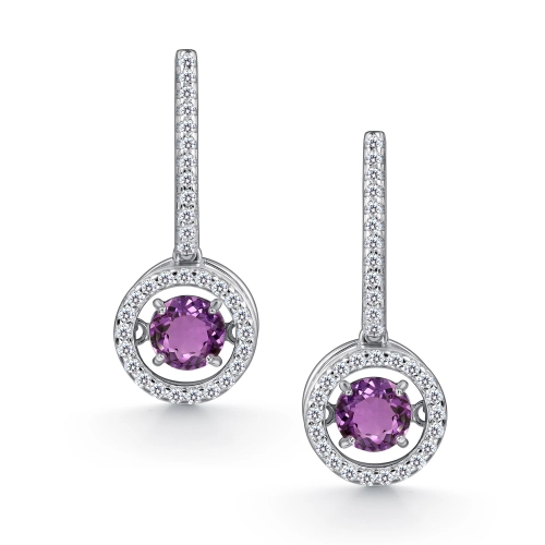 Серьги из серебра 925 пробы с аметистами и фианитами