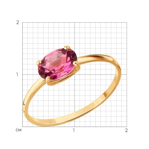 Кольцо (585) топаз розовый