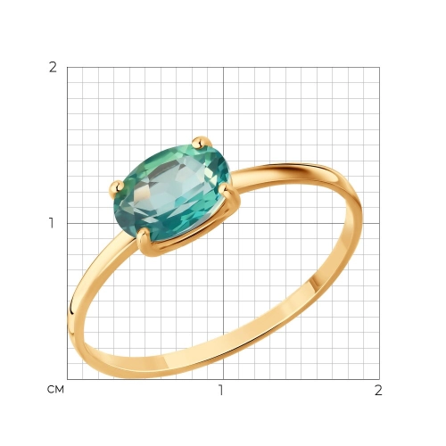 Кольцо (585) топаз зеленый
