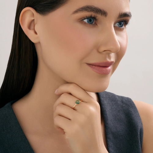 Кольцо (585) топаз зеленый