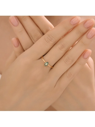 Кольцо (585) топаз зеленый