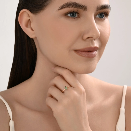 Кольцо (585) топаз зеленый