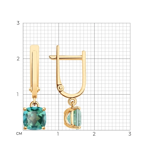 Серьги (585) топаз зеленый