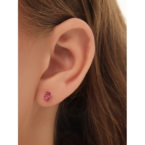 Пусеты (585) топаз розовый