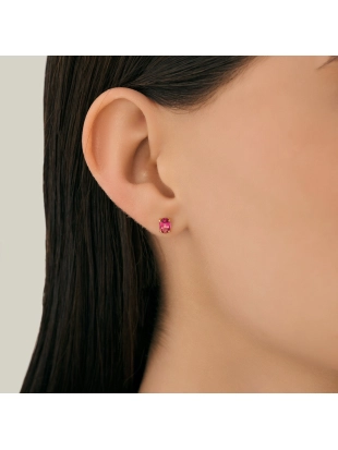 Пусеты (585) топаз розовый