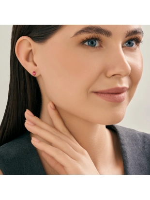 Пусеты (585) топаз розовый