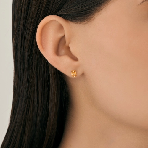 Пусеты (585) топаз желтый