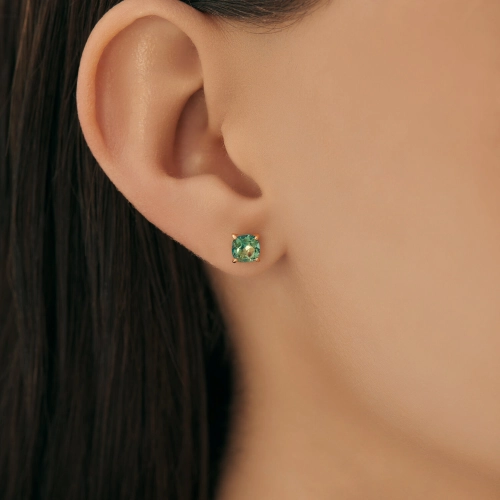 Пусеты (585) топаз зеленый