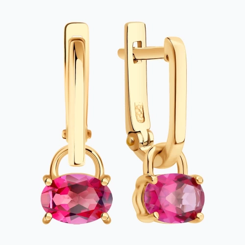 Серьги (585) топаз розовый
