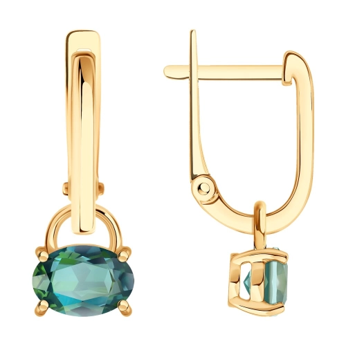 Серьги (585) топаз зеленый