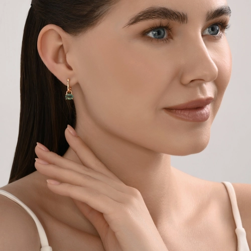 Серьги (585) топаз зеленый