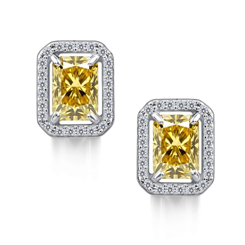 Пусеты (925) бриллианит цветной, фианит