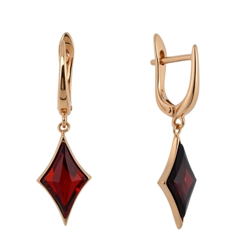Серьги из серебра 925 пробы с позолотой, с янтарем