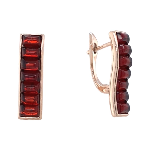 Серьги из серебра 925 пробы с позолотой, с янтарем