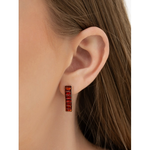 Серьги из серебра 925 пробы с позолотой, с янтарем