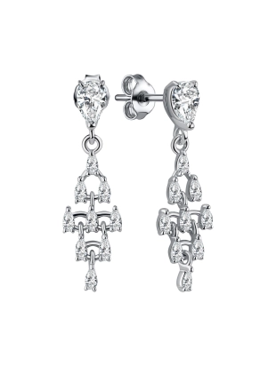 Серьги пусеты из серебра 925 пробы с фианитами