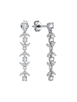 Серьги пусеты из серебра 925 пробы с фианитами