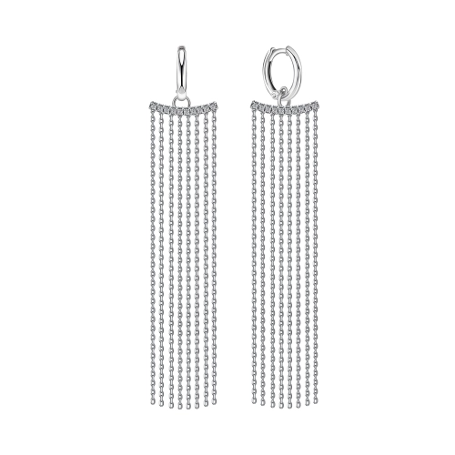Серьги конго из серебра 925 пробы с фианитами