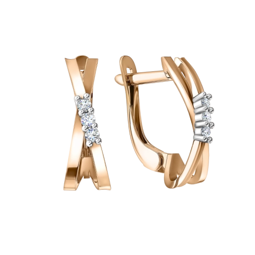 Серьги из золота 585 пробы с фианитами