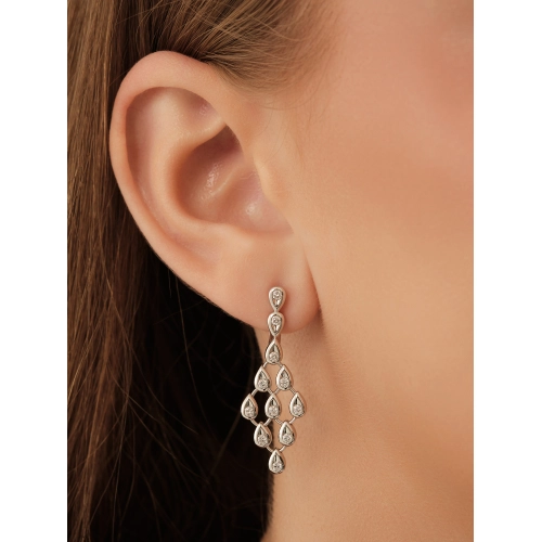 Серьги из белого золота 585 пробы с бриллиантами