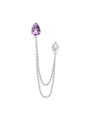 Брошь из серебра 925 пробы с аметистами