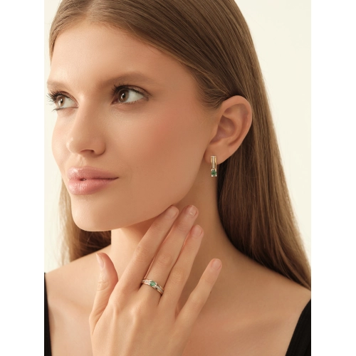 Серьги из золота 585 пробы с изумрудами и бриллиантами