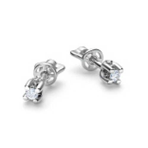 Серьги пусеты из белого золота 585 пробы с бриллиантами