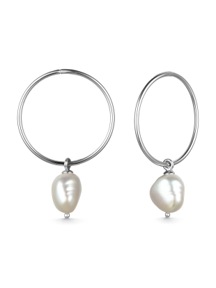 Серьги конго из серебра 925 пробы с жемчугом