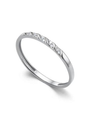 Обручальное кольцо из белого золота 585 пробы с бриллиантами