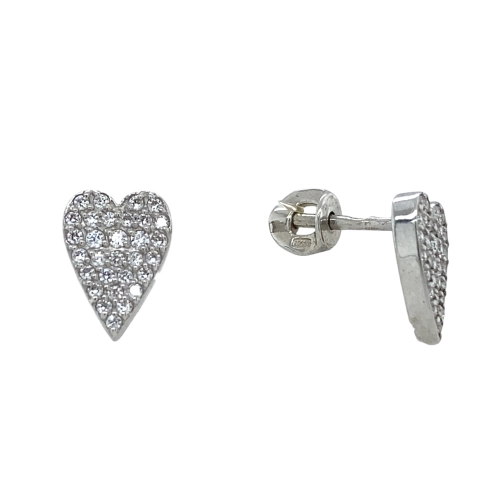 Серьги пусеты из серебра 925 пробы с фианитами