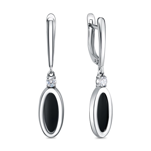 Серьги из серебра 925 пробы с цветными фианитами