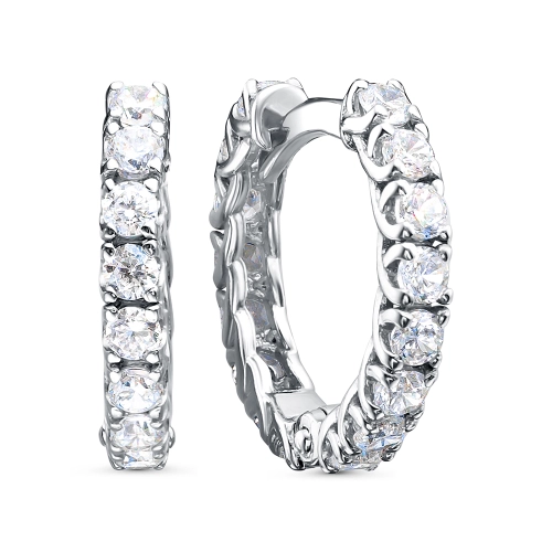 Серьги конго из серебра 925 пробы с фианитами