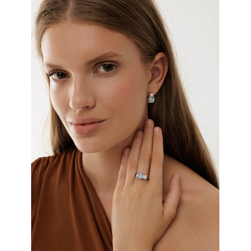 Серьги из серебра 925 пробы с цветными цирконами