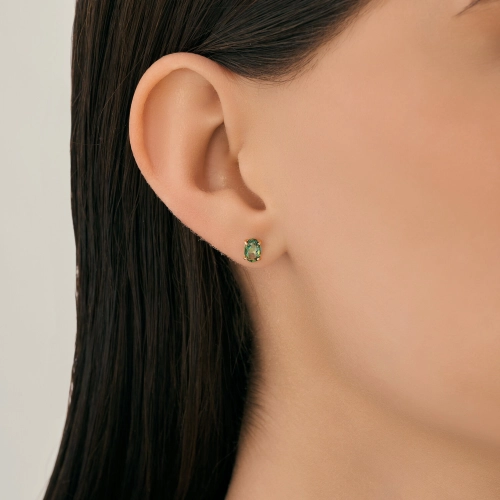 Пусеты (585) топаз зеленый