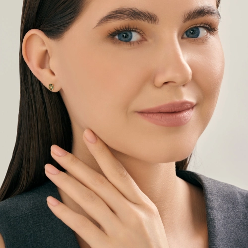 Пусеты (585) топаз зеленый