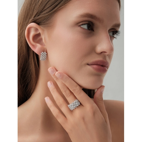 Кольцо из белого золота 585 пробы с фианитами