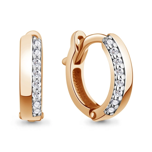 Серьги из серебра 925 пробы с позолотой, сфианитами