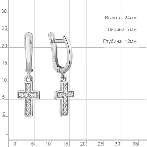 Серьги из серебра 925 пробы с фианитами