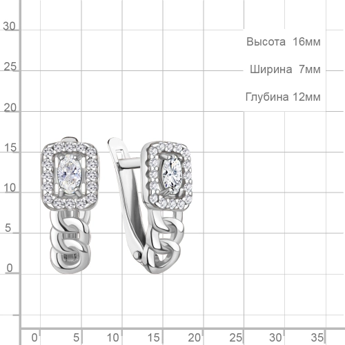 Серьги из серебра 925 пробы с фианитами