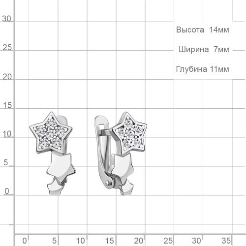 Серьги из серебра 925 пробы с фианитами