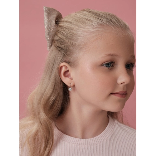 Серьги петельки из серебра 925 пробы с фианитами