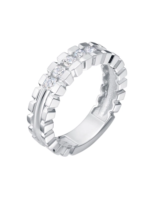 Обручальное кольцо из белого золота 585 пробы с бриллиантами