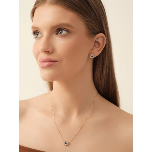 Подвеска бегунок из золота 585 пробы с сапфиром и бриллиантами