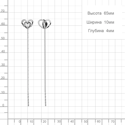 Серьги продевки из серебра 925 пробы