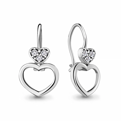 Серьги петельки из серебра 925 пробы с фианитами
