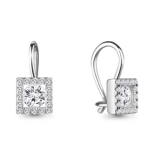 Серьги петельки из серебра 925 пробы с фианитами