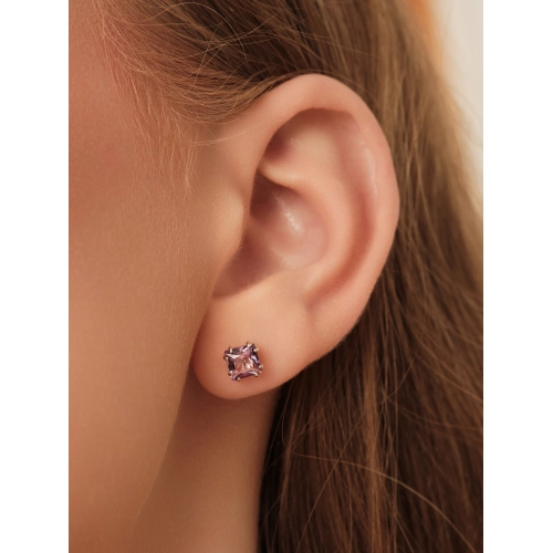 Серьги пусеты из золота 585 пробы с аметистами