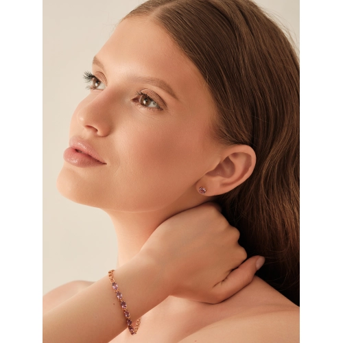 Серьги пусеты из золота 585 пробы с аметистами