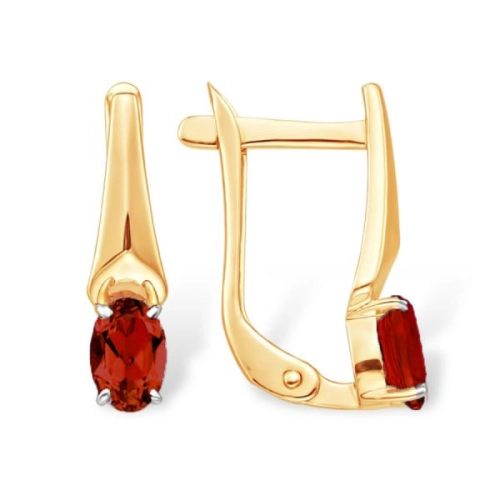Серьги из золота 585 пробы с гранатом