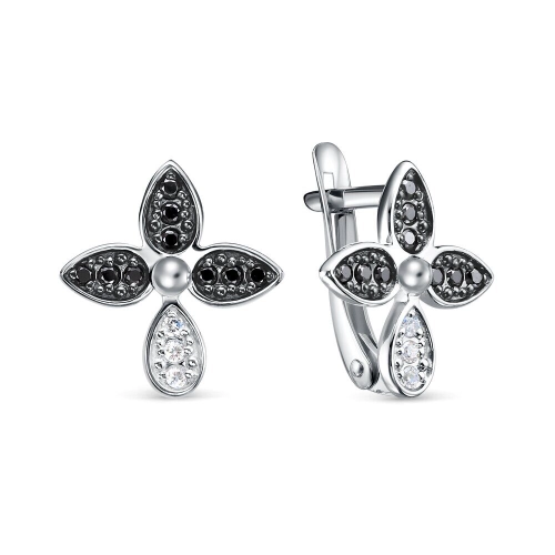Серьги из серебра 925 пробы с цветными фианитами